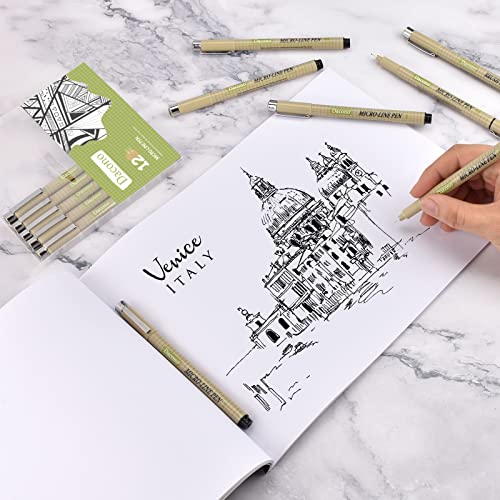 Dacono Set of 12 Black Fineliner Pens