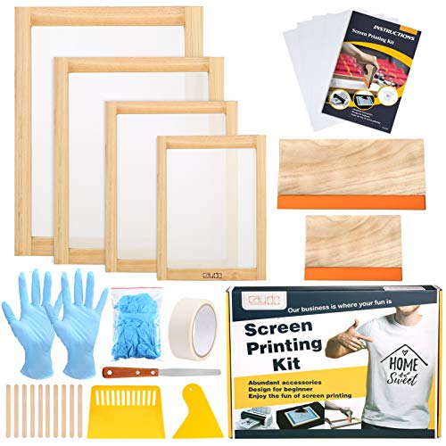 Caydo 31-Piece Screen Printing Starter Kit: Wood Frames, Mesh, Squeegees