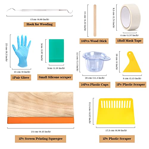 54PCS Screen Printing Kit with Ink & Accessories