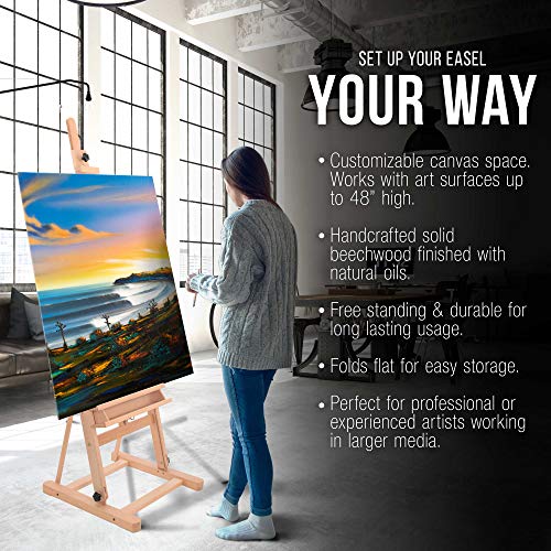 Medium Wooden H-Frame Easel with Artist Storage Tray