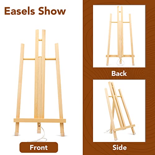 3 Pack 16" Wood Easels for Painting and Crafts