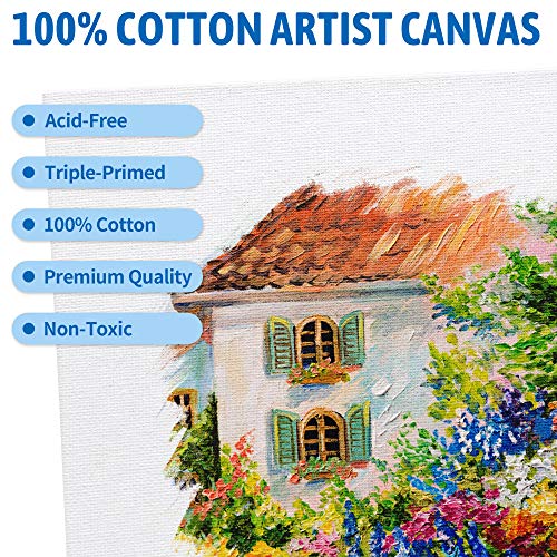 FIXSMITH 8x10 Inch White Blank Canvas Boards 12-Pack