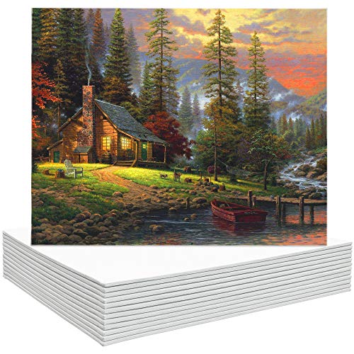 FIXSMITH 8x10 Inch White Blank Canvas Boards 12-Pack