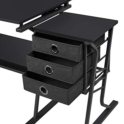 Yaheetech Adjustable Drafting Table with Stool and Drawers