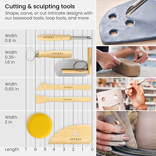 Arteza Set of 42 Pottery Tools for Sculpting