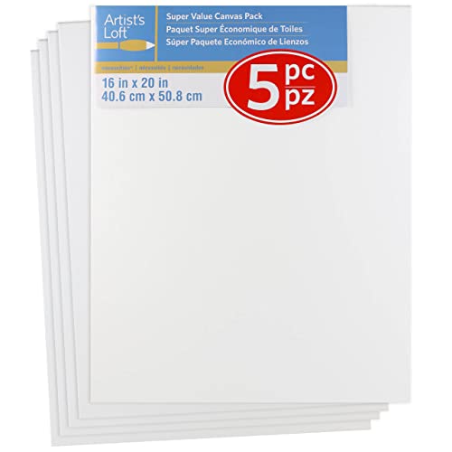 5 Pack of 16” x 20” Artist's Loft Canvas