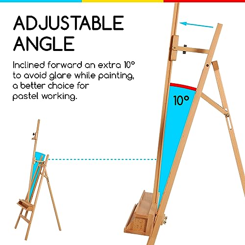 MEEDEN Large Adjustable Solid Beech Wood Artist Easel