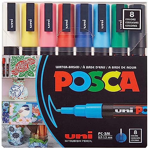 Set of 8 Posca Paint Markers with Reversible Tips