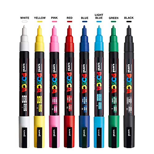 Set of 8 Posca Paint Markers with Reversible Tips