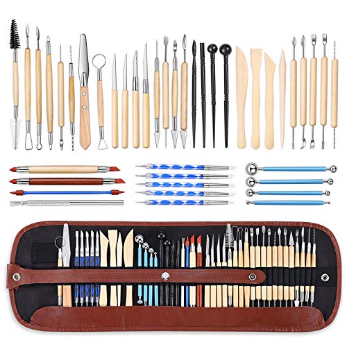 43pc Pottery Clay Sculpting Tools Set with Carrying Case