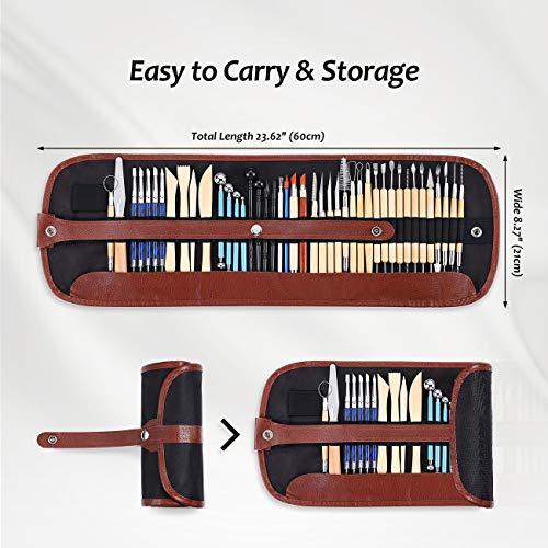 43pc Pottery Clay Sculpting Tools Set with Carrying Case