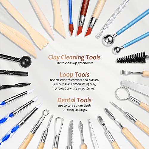43pc Pottery Clay Sculpting Tools Set with Carrying Case