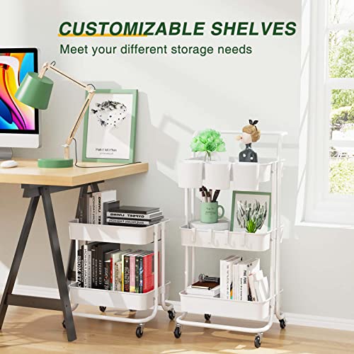 Multifunctional Rolling Art Cart with Hooks & Cups