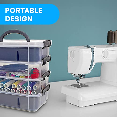Stackable Art Supply Organizer with Trays - Gray