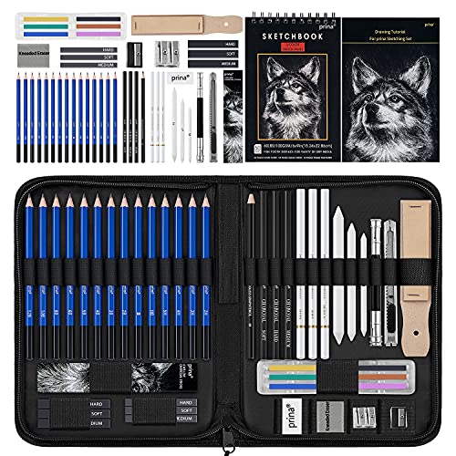 Prina 50 Pack Drawing Set with Sketchbook
