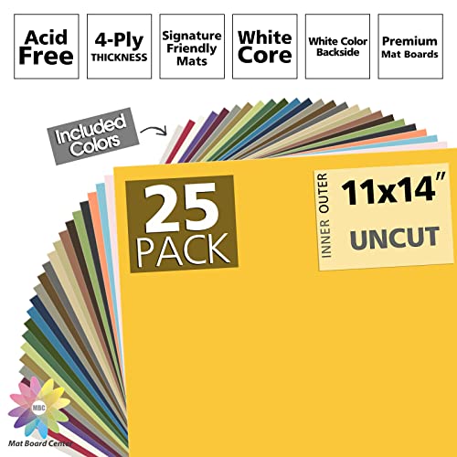 Mat Board Center - 25 Assorted Colors, 11x14