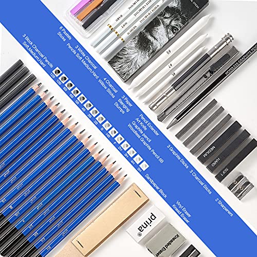 Prina 50 Pack Drawing Set with Sketchbook