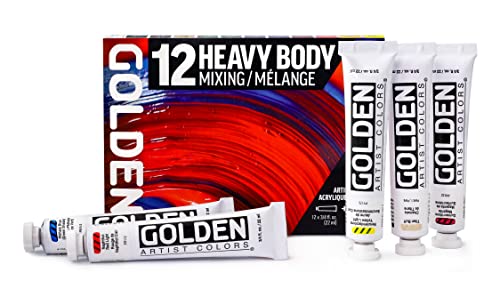 Golden Heavy Body Acrylics, 12-color Mixing Set