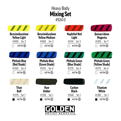 Golden Heavy Body Acrylics, 12-color Mixing Set