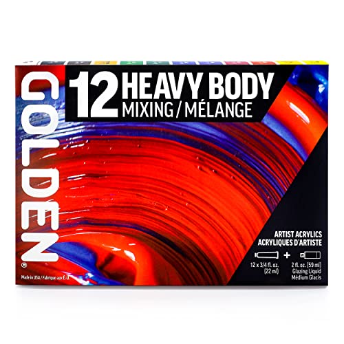 Golden Heavy Body Acrylics, 12-color Mixing Set