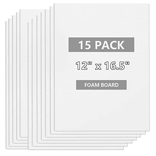 Pack of 15 Foam Boards, 12x16.5Inch, for Art & Craft
