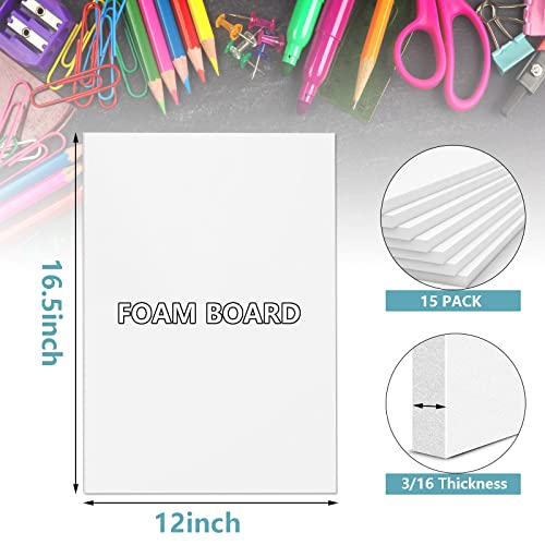 Pack of 15 Foam Boards, 12x16.5Inch, for Art & Craft