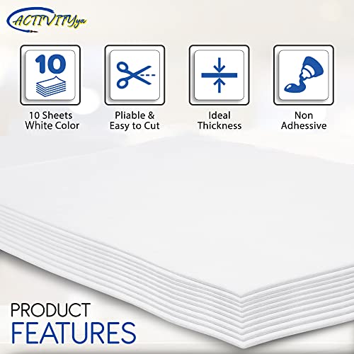 ACTIVITYya Craft Foam Sheets, White, 9x12", 2mm - 10pk