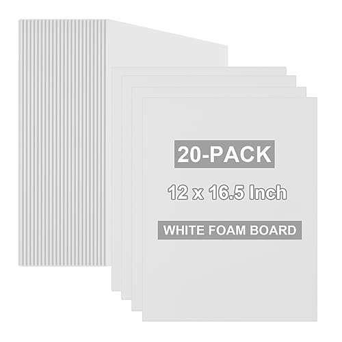 20 White Foam Boards 12" x 16.5", 3/16" Thickness
