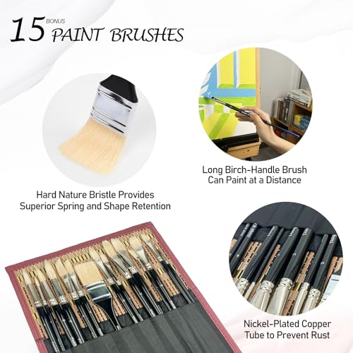 Professional Paintbrush Set | 15PCS Natural Bristle Brushes