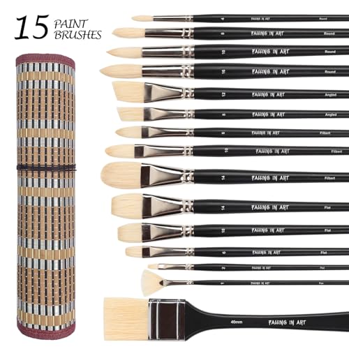 Professional Paintbrush Set | 15PCS Natural Bristle Brushes