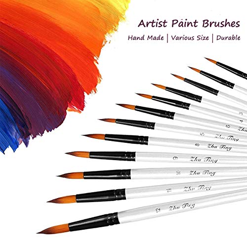 Professional Round-Pointed Acrylic Paintbrush Set-12pcs