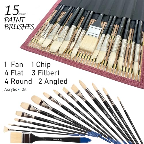 Professional Paintbrush Set | 15PCS Natural Bristle Brushes