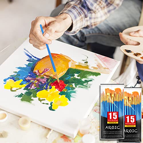 AROIC Acrylic Paint Brush Set, 30 pcs - All-purpose Art Kit