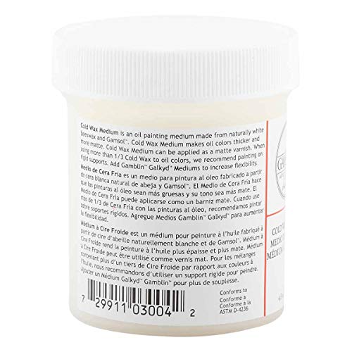 Gamblin Artist Colors Cold Wax Oil Painting Medium Clear 4oz jar