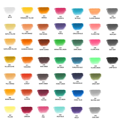 Artecho 48 Premium Soft Pastels, 46 Colors Including 4 Fluorescent Colors, Extra Free Black & White, Square Chalk for Drawing, Blending, Layering, Shading, Pastels Art Supplies for Kids, Beginners