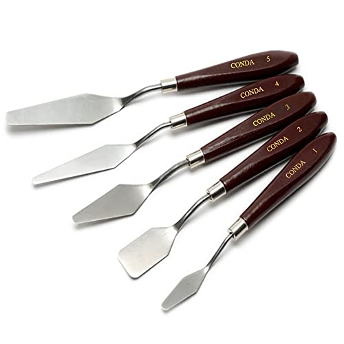 CONDA Stainless Steel Palette Knife Set (Red 5-Piece)