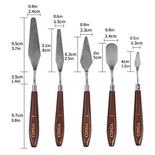 CONDA Stainless Steel Palette Knife Set (Red 5-Piece)