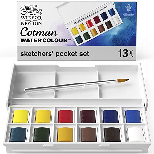 Winsor & Newton Watercolor Paint Set, 12 Pocket Pans