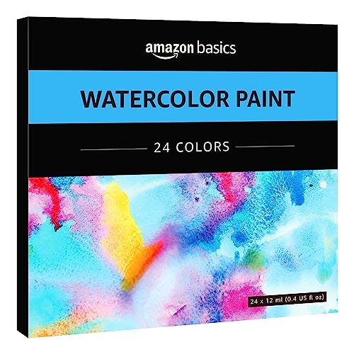 24-Color Amazon Basics Watercolor Paint Set Tubes