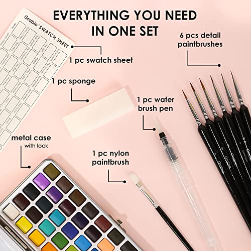 Watercolor Paint Set: 50 Colors with Detail Brush