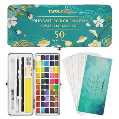 50 Vivid TAVOLOZZA Watercolor Paint Set