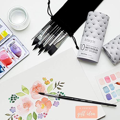 ARTEGRIA Watercolor Brush Set - Professional Paint Brushes