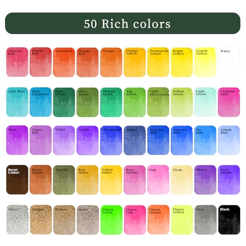 Artecho Watercolor Paint Set - 50 Colors, Papers, Brushes