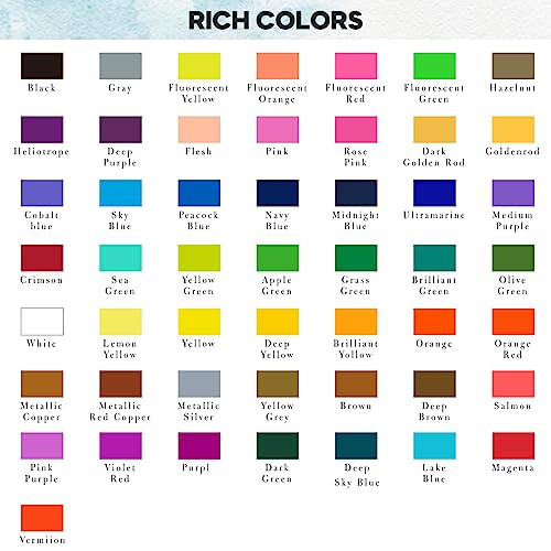 50 Vivid TAVOLOZZA Watercolor Paint Set