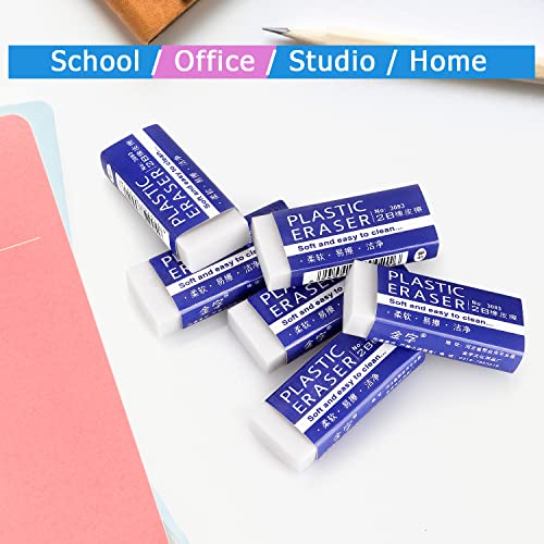 Large White Pencil Erasers (6 Pack)