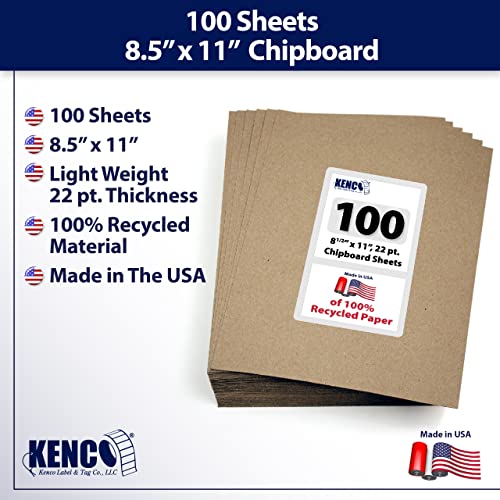 Kraft Chipboard Sheets - 8.5" x 11" - 100 Sheets
