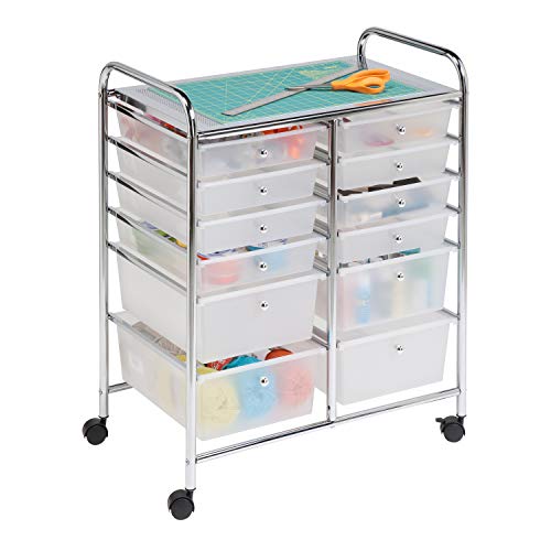 Rolling Storage Cart with 12 Plastic Drawers