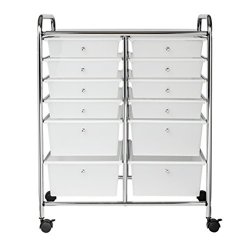 Rolling Storage Cart with 12 Plastic Drawers