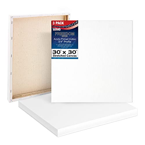 U.S. Art Supply 30x30 inch Stretched Canvas 3-Pack