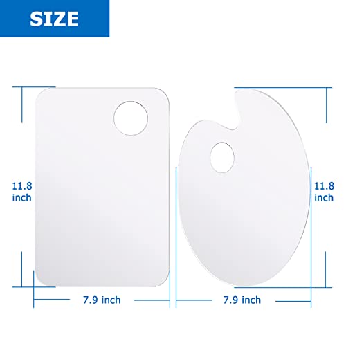 Tamaki 2 Pack Acrylic Paint Palette with Thumb Hole Clear Paint Pallet, Easy Clean Non-Stick Artist Pallet for Oil Watercolor Craft DIY Art Painting Palette